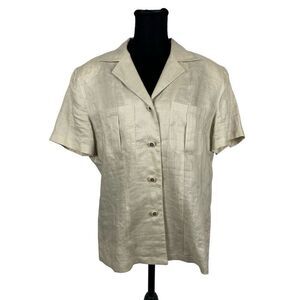Vintage Starington 100% Linen Safari Button Down Blouse - Women’s 12